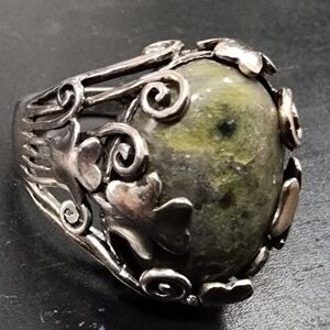 Silver Ring with Green Stone